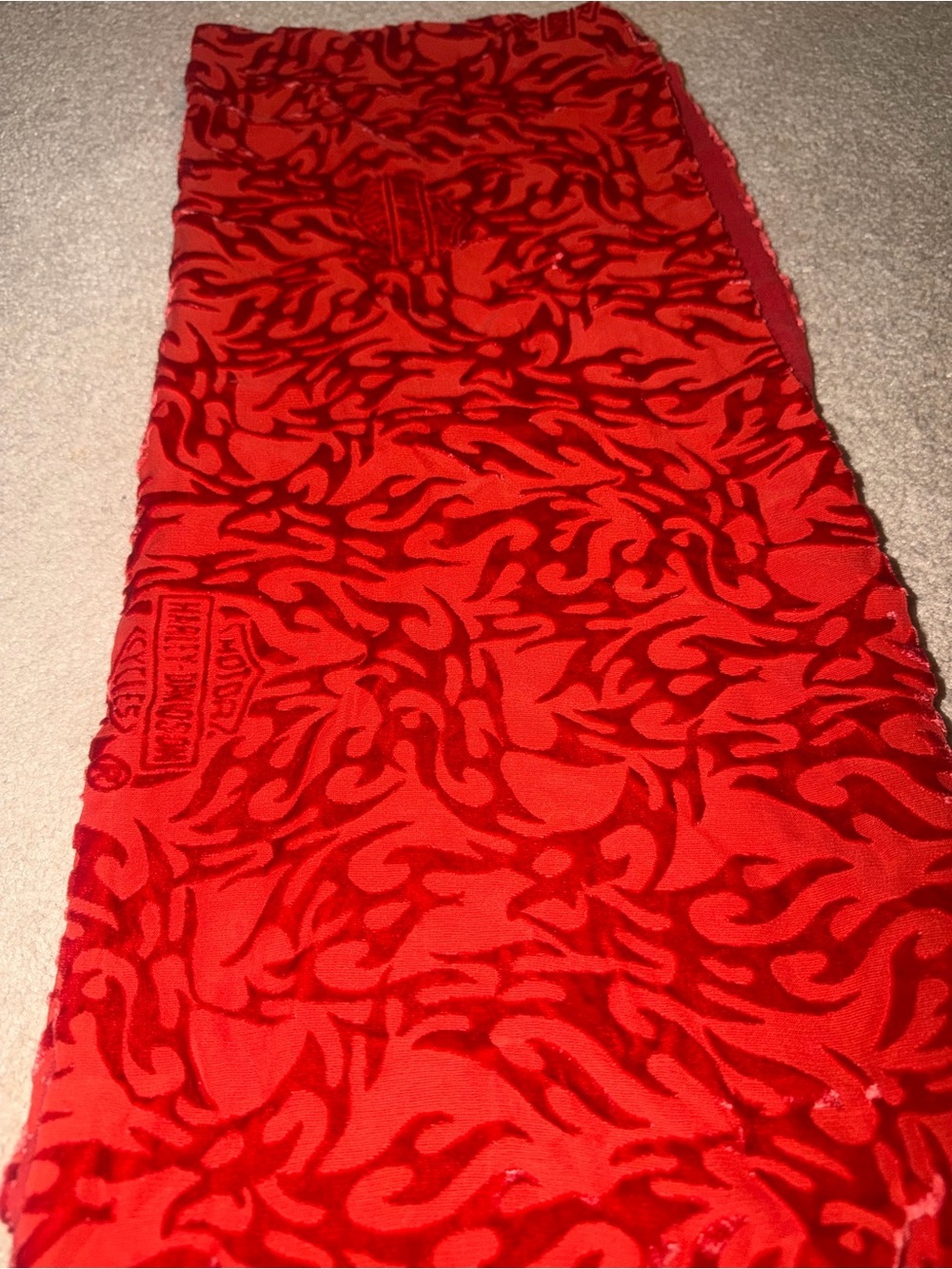 Vintage 90's Harley Davidson Flocked Flames Scarf - Picture 2 of 6